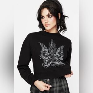 Requiem Graphic Print Crew Neck Crop Sweatshirt Sz 10 – Gothic, Edgy, Alt